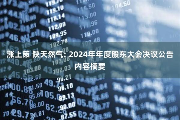 涨上策 陕天然气: 2024年年度股东大会决议公告内容摘要