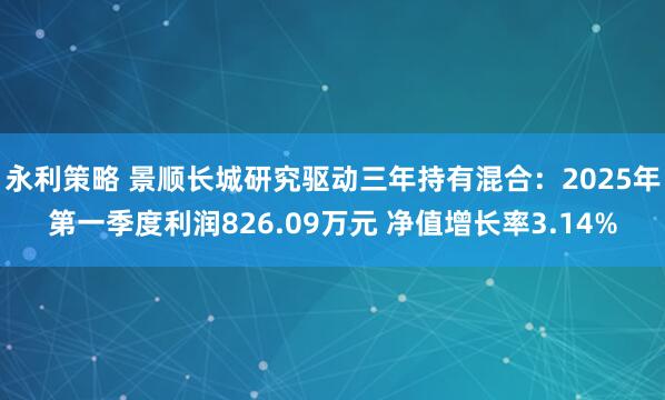 永利策略 景顺长城研究驱动三年持有混合：2025年第一季度利润826.09万元 净值增长率3.14%