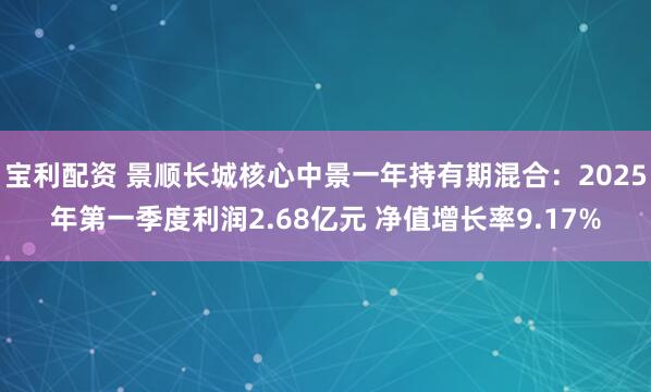 宝利配资 景顺长城核心中景一年持有期混合：2025年第一季度利润2.68亿元 净值增长率9.17%